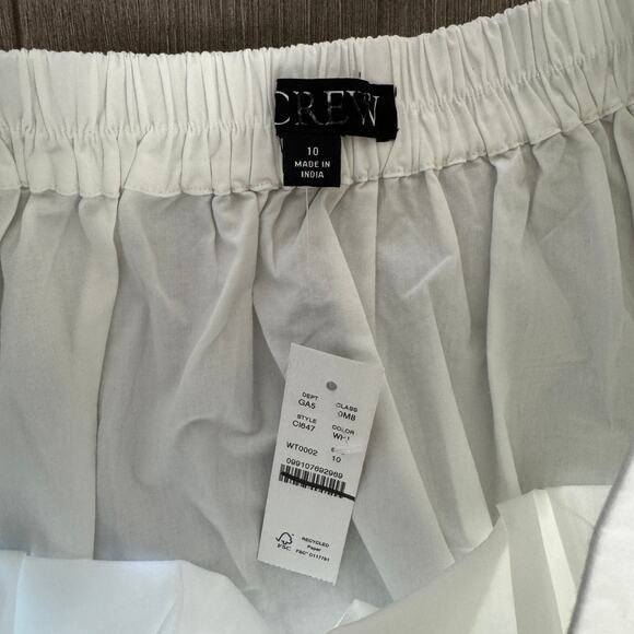 J.Crew Christina Midi Skirt 10 White Contrast Stitch Cotton Poplin Elastic Waist - Picture 4 of 7